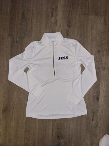 White 1/4 Zip Up with Name
